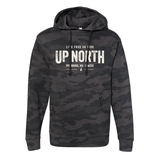 Vintage Up North Type BLACK Camo Hoodie