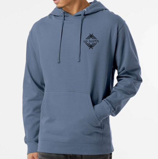 NH Flag Treeline & Moose Hoodie - Slate Blue