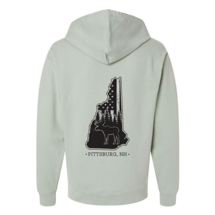 NH Flag Treeline & Moose Hoodie - Sage