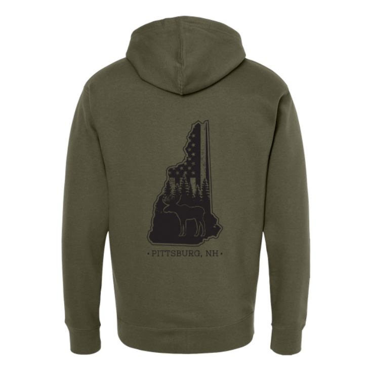NH Flag Treeline & Moose FZ Hoodie
