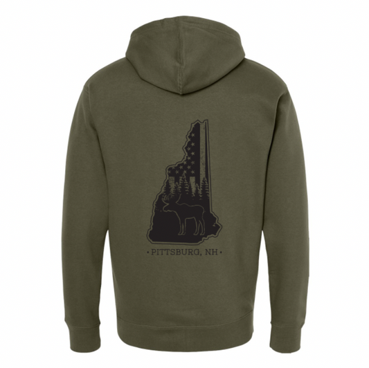 NH Flag Treeline & Moose FZ Hoodie