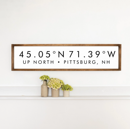 Up North & Coordinates Framed Solid Wood Sign