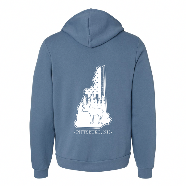 Unisex Full Zip Hoodie - NH Flag Treeline & Moose