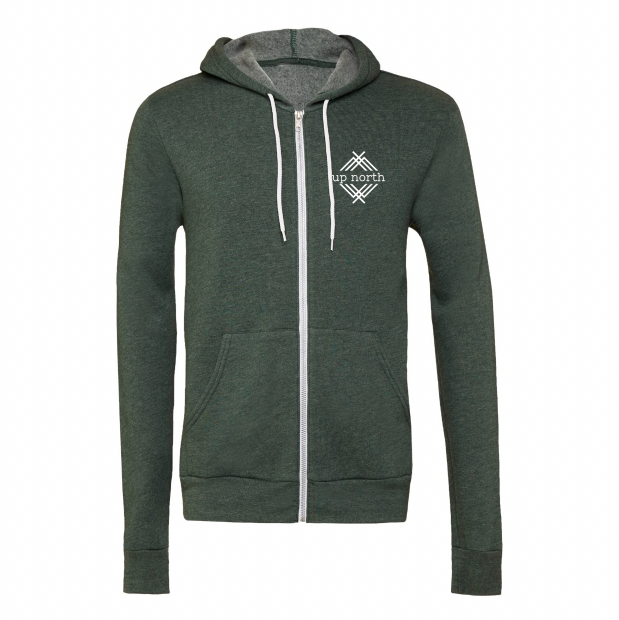 Unisex Full Zip Hoodie - NH Flag Treeline & Moose