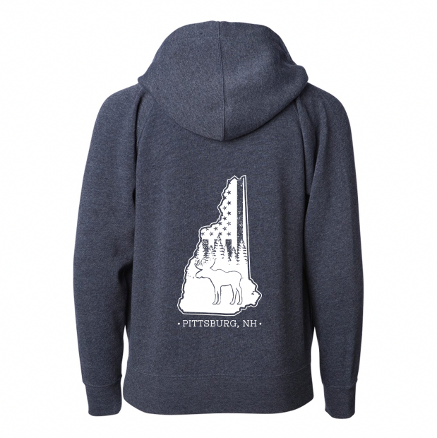 YOUTH Full Zip Hoodie - NH Flag Treeline & Moose