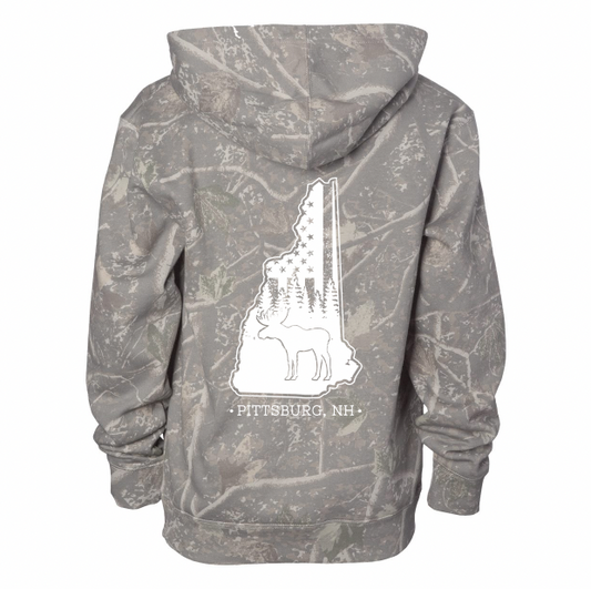 YOUTH, NH Flag Treeline & Moose Camo Hoodie