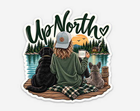 Up North Girl + Her Dogs Sticker