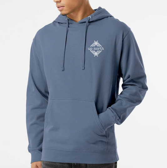NH Flag Treeline & Moose Hoodie - Slate Blue