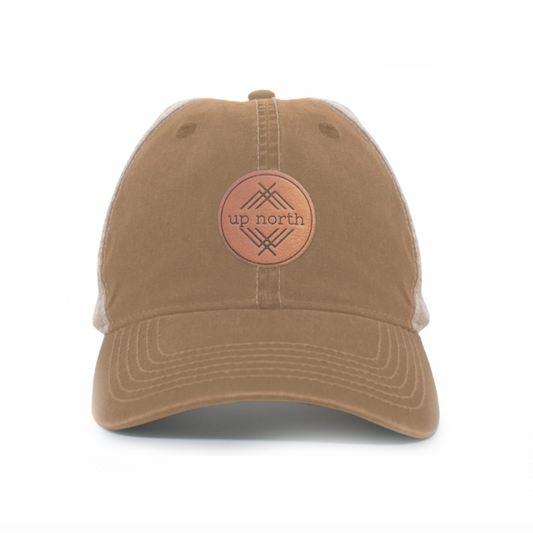 Up North Camo Washed & Worn Trucker Hat - Brown/Tan/Brown