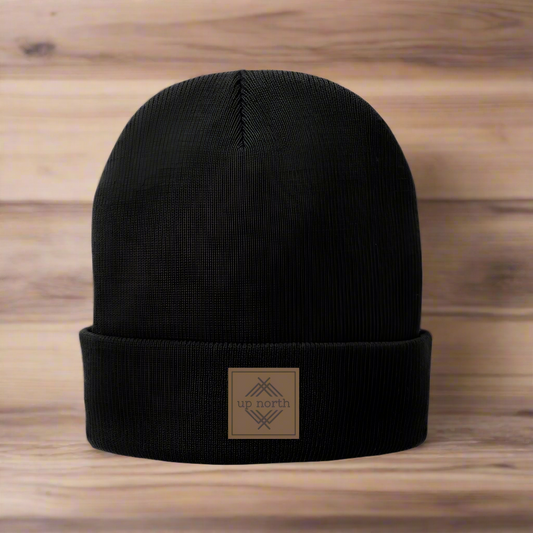 Up North Leather Patch Beanie - Black