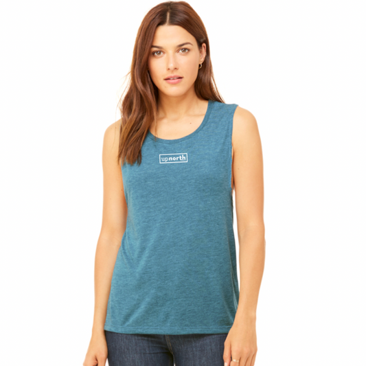 Women's Flowy Muscle Tank - Heather Teal Blue