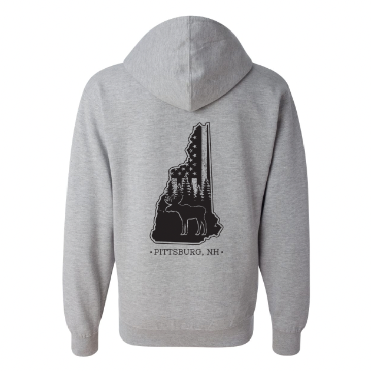 NH Flag Treeline & Moose FZ Hoodie