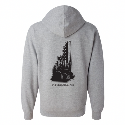 NH Flag Treeline & Moose FZ Hoodie
