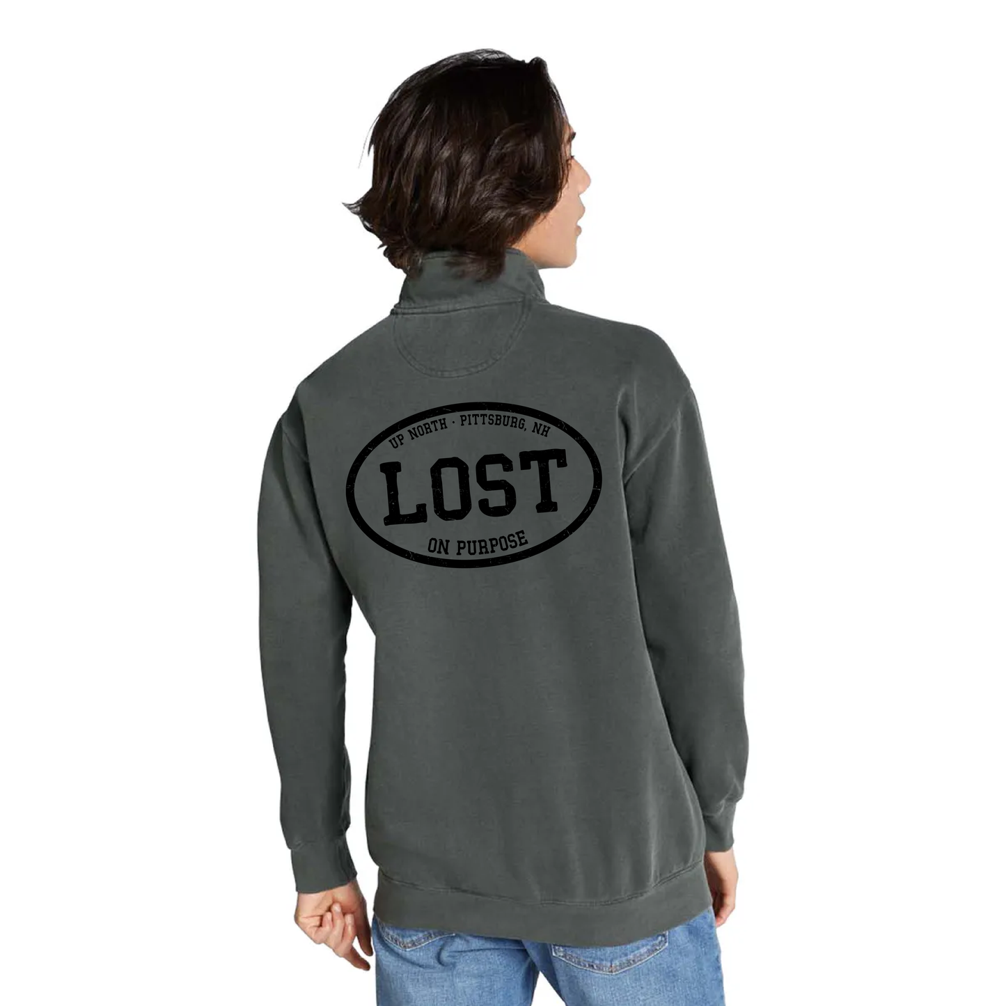 Lost on Purpose - Garment-Dyed Quarter Zip - Charcoal