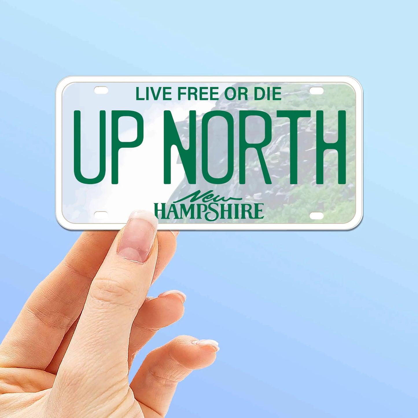 UP NORTH New Hampshire License Plate Sticker