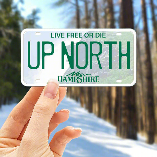 UP NORTH New Hampshire License Plate Sticker