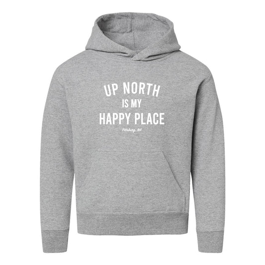 Up North Is My Happy Place - YOUTH Grey Hoodie