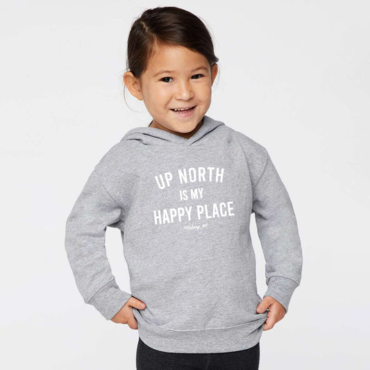 Up North Is My Happy Place - YOUTH Grey Hoodie