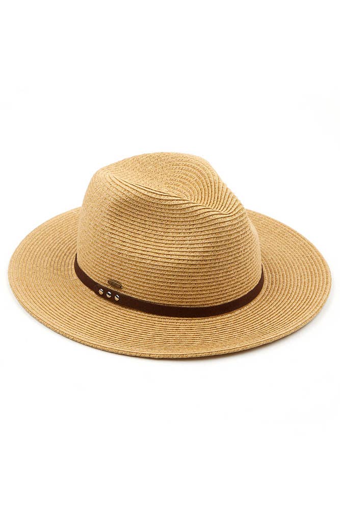C.C Suede Band Trim Panama Sun Hat