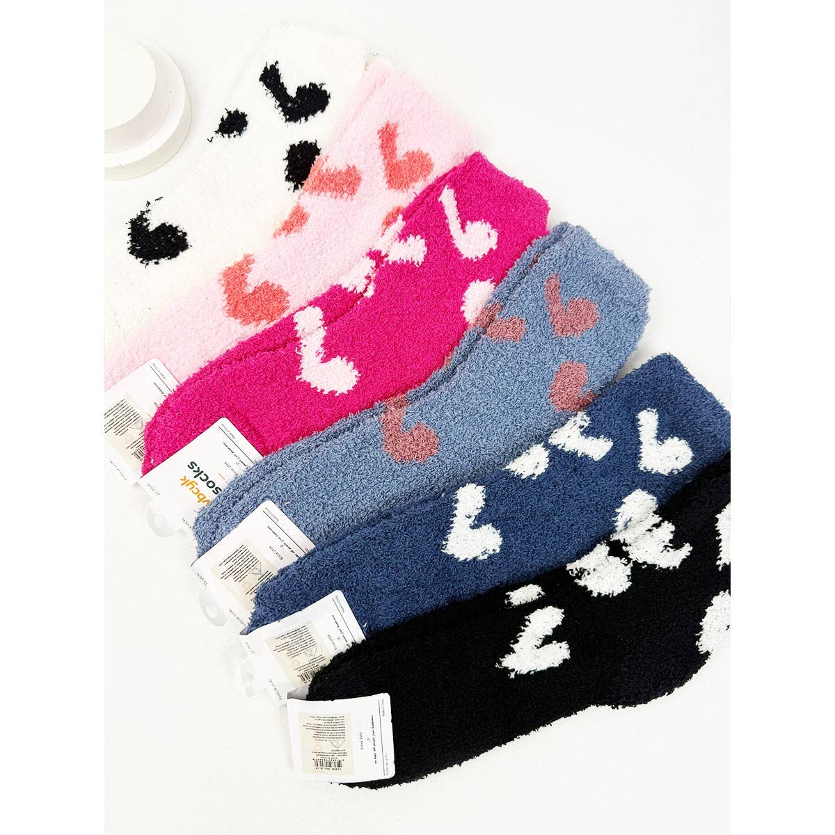 Heart Printed Soft Fuzzy Winter Socks