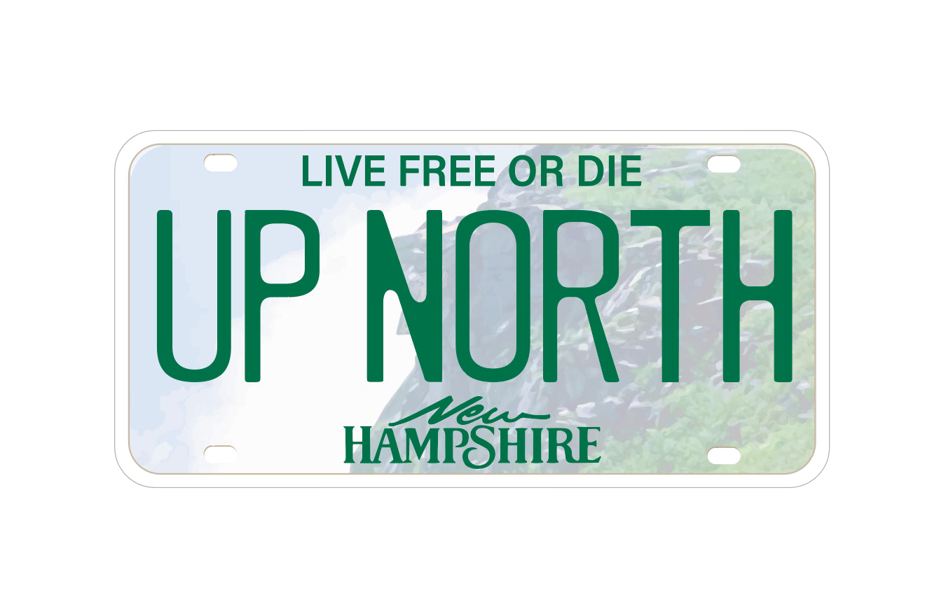 UP NORTH New Hampshire License Plate Sticker