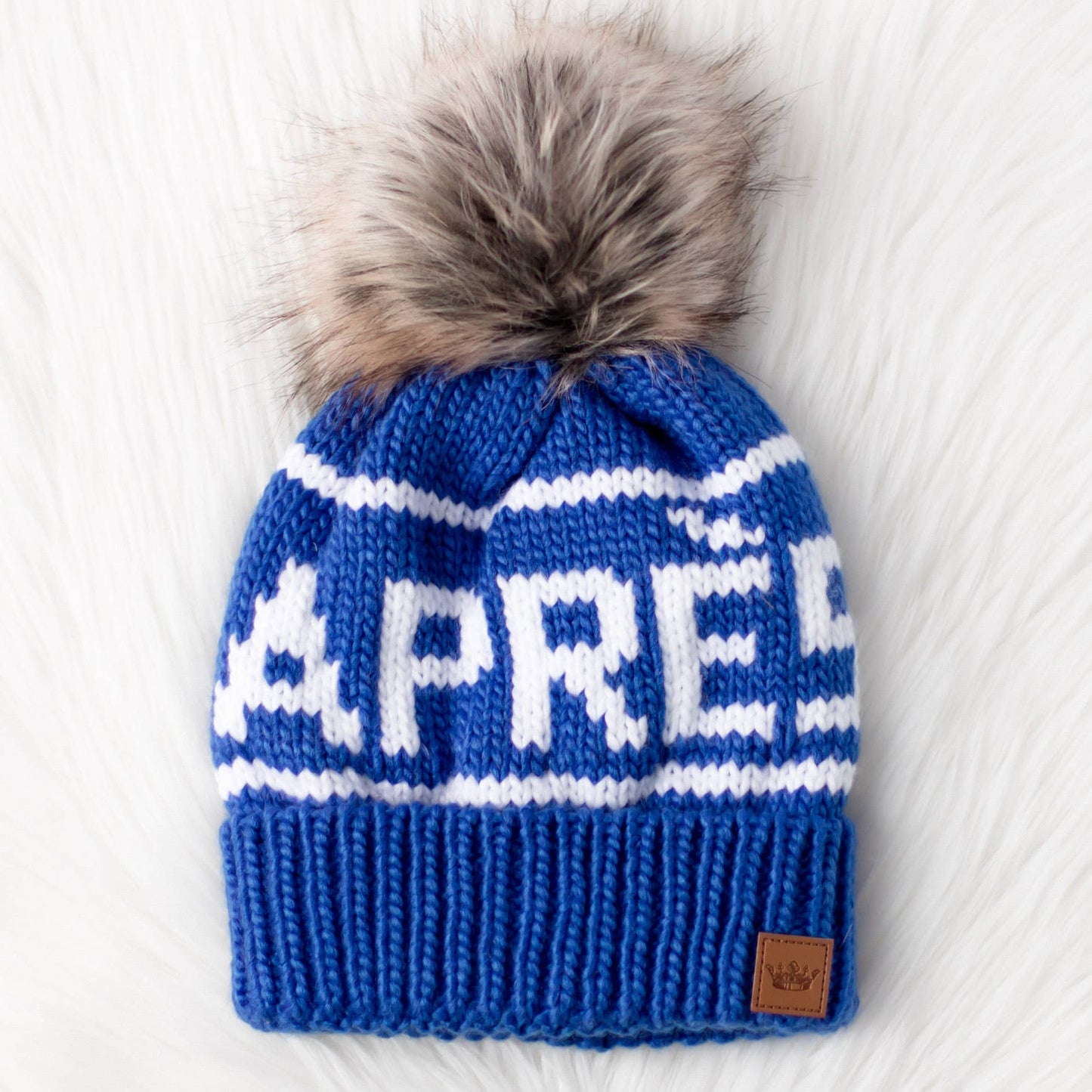 Blue & White Après Pom Hat