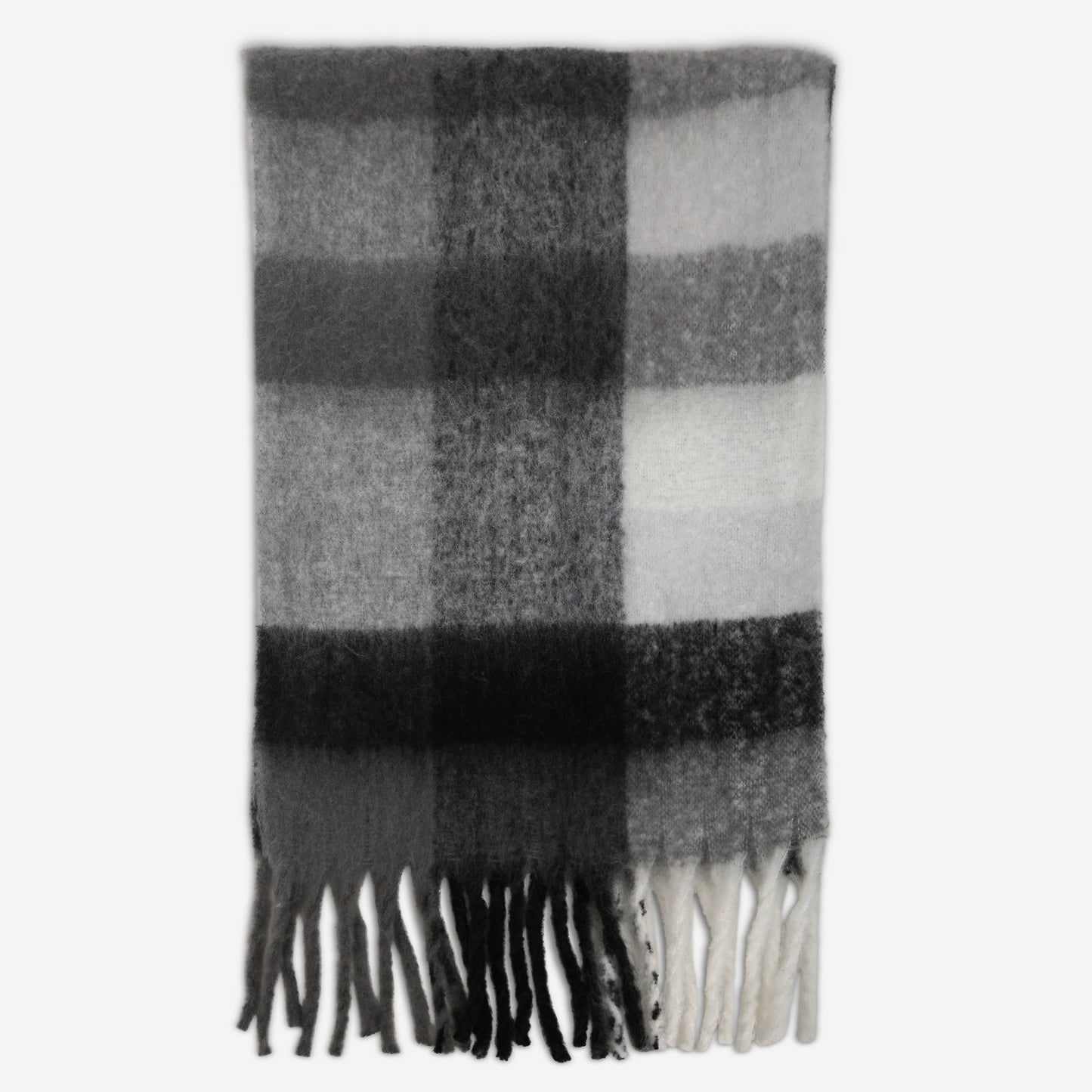 Plaid Pattern Fringe Oblong Winter Scarf