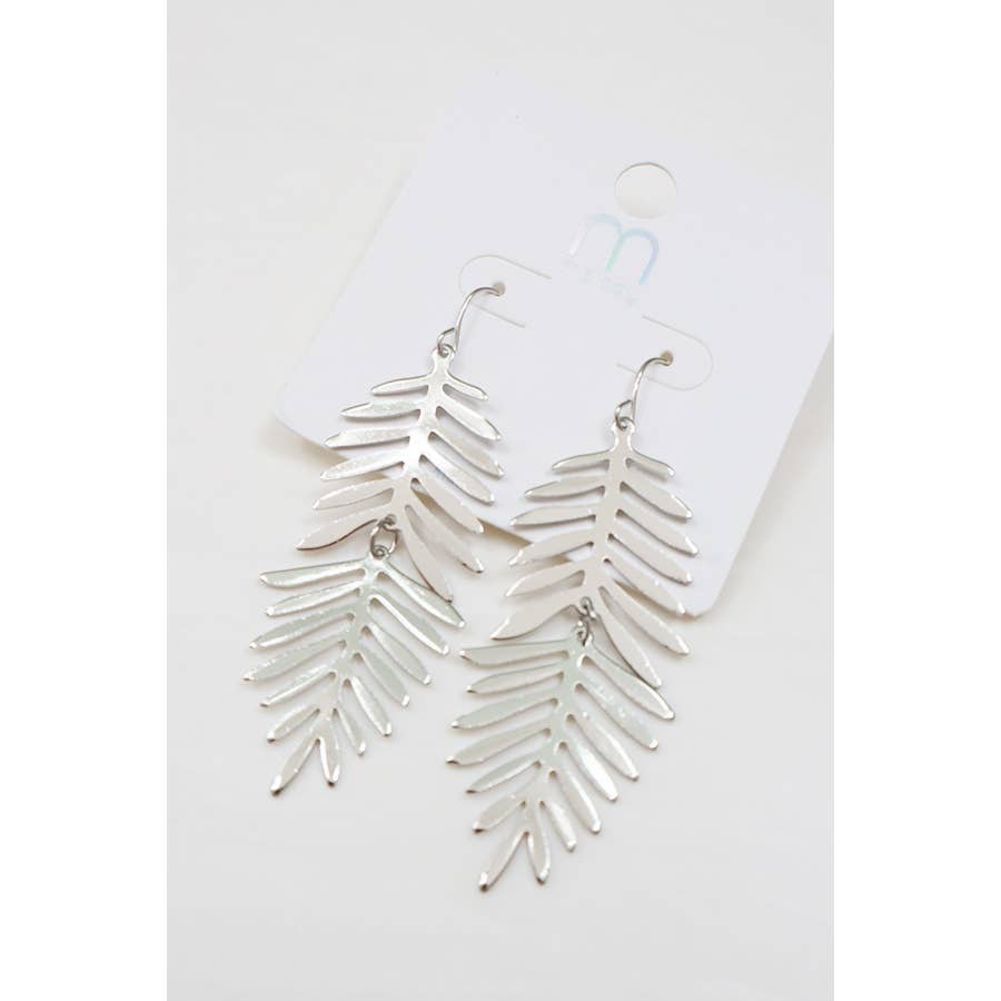 Gold and Silver Leaf Drop Earrings