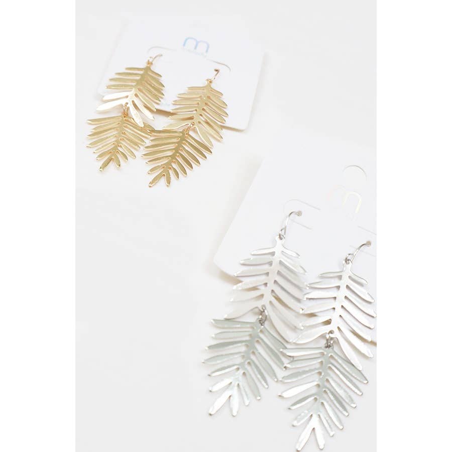 Gold and Silver Leaf Drop Earrings