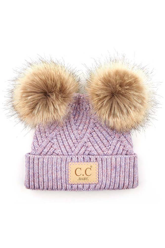 Diagonal Pattern Baby Pigtail Beanie