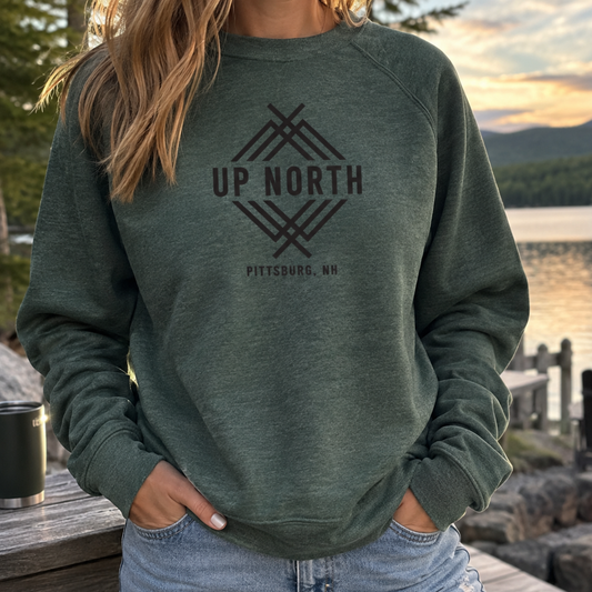 Up North Elevated Logo Crew - Heather Green