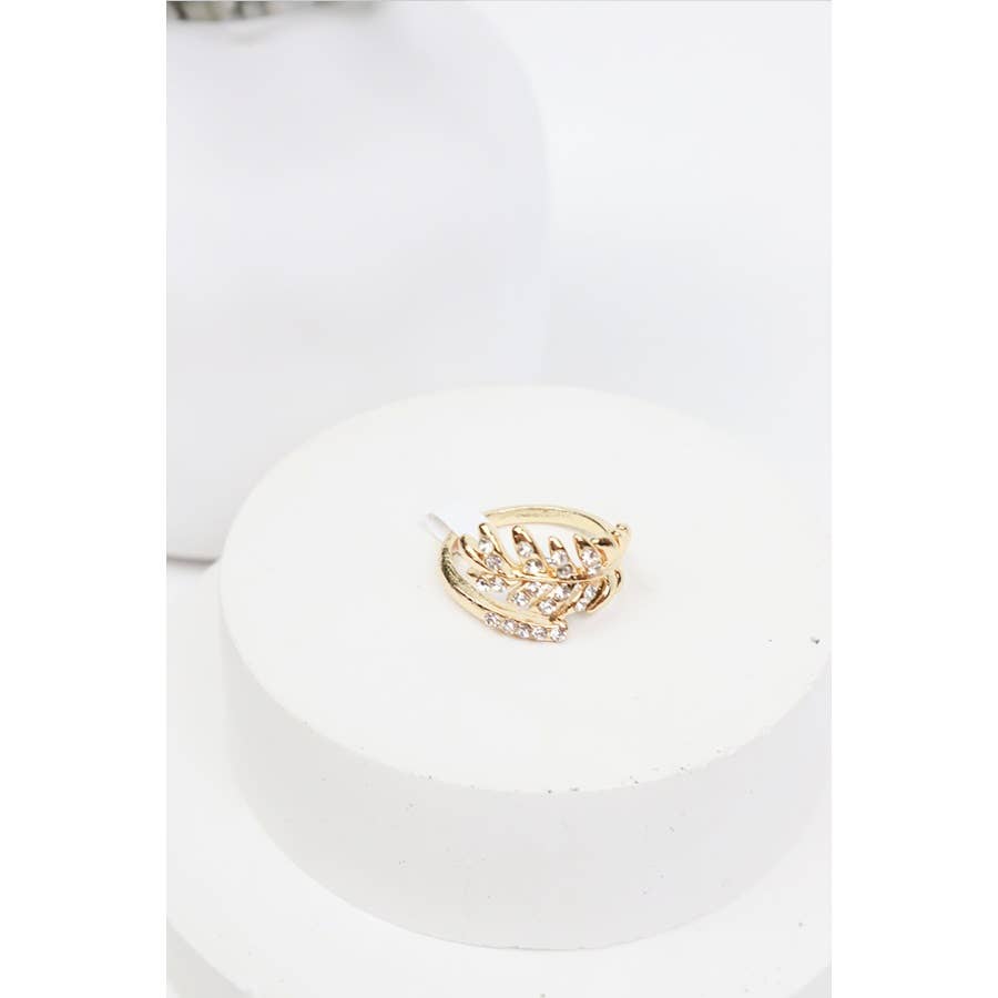 Rhinestone Leaf Ring