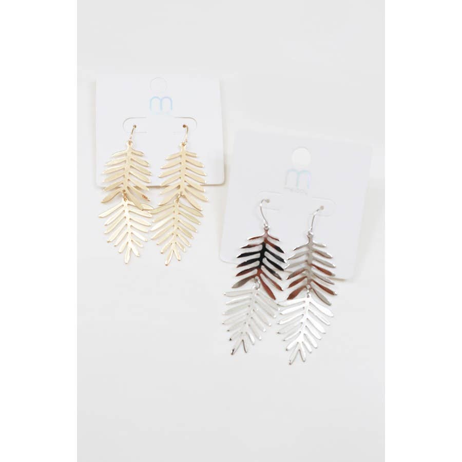 Gold and Silver Leaf Drop Earrings