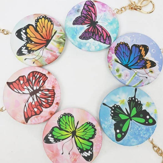 Butterfly Double Side Mirror with Key Ring