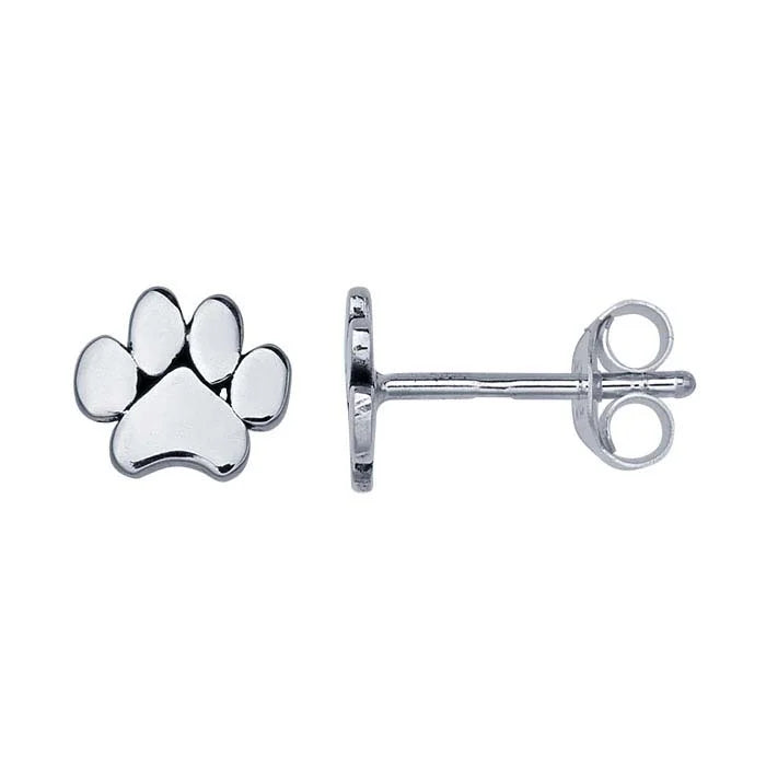 Sterling Silver Paw Print Earrings