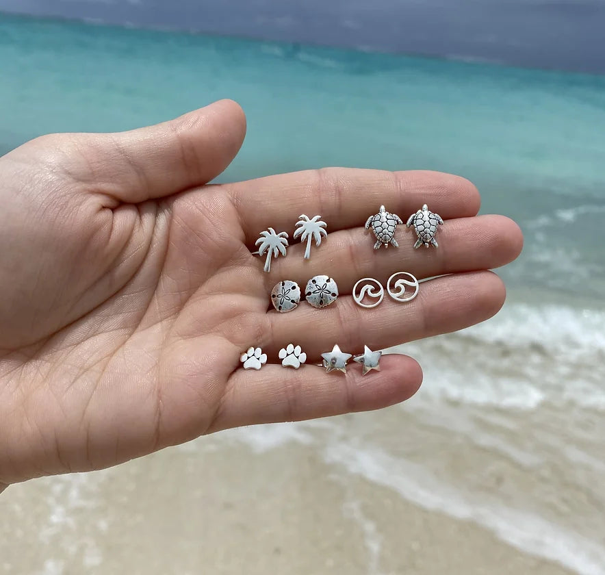 Sterling Silver Paw Print Earrings