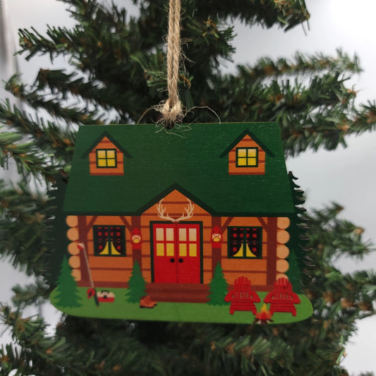 Vintage Log Cabin Christmas Ornament
