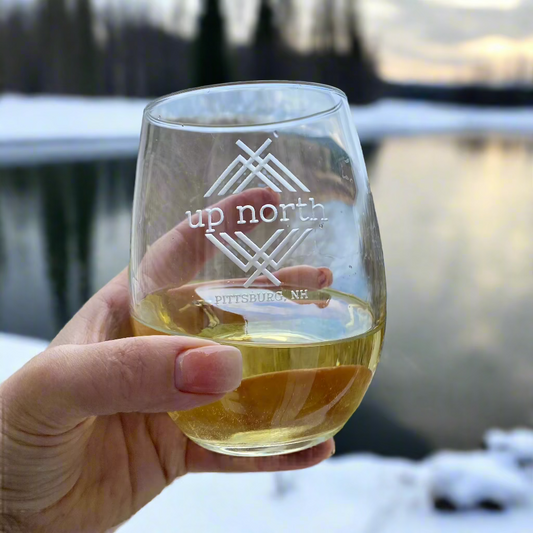Up North 21 oz Etched Stemless Wine Glass