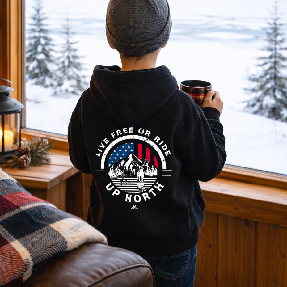 Live Free or RIDE - YOUTH Snowmobile Hoodie