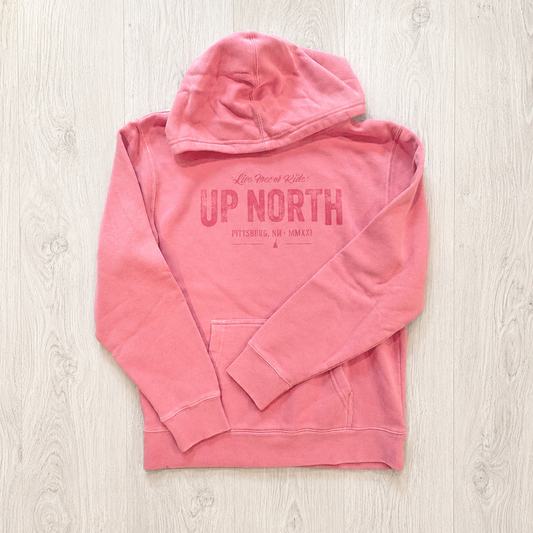 Vintage Up North Type - Youth Hoodie - Pink