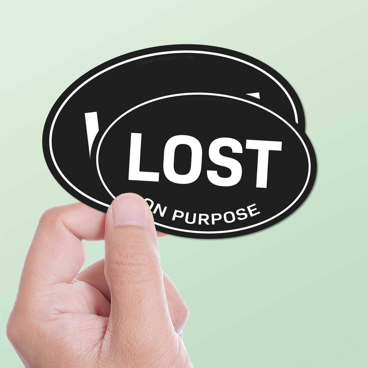 Lost on Purpose Black Oval Sticker
