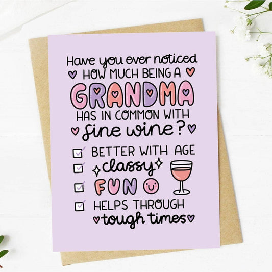 Funny Grandma and Fine Wine Greeting Card