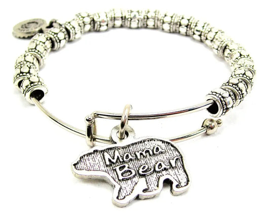 Beaded Mama Bear Bangle Expandable Bracelet