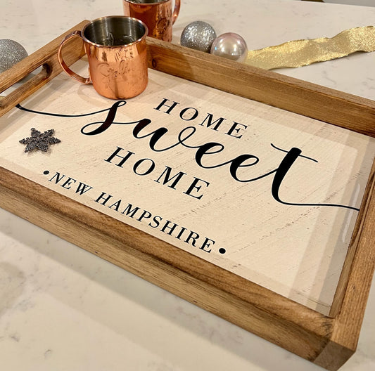 Home Sweet Home New Hampshire Wooden Serving Tray
