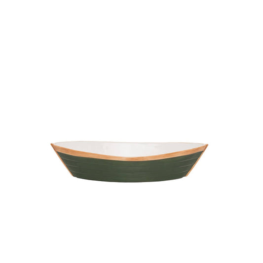 Green Canoe Boat Serving Dish