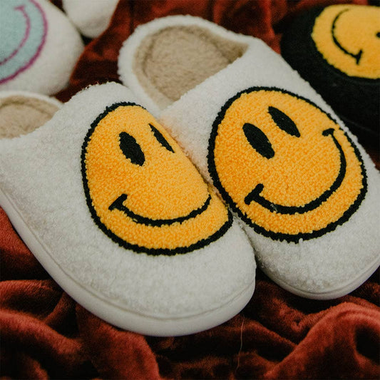 Happy Face Slippers (White)