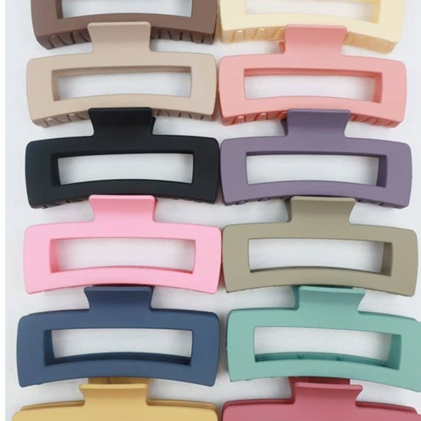 Matte Jumbo Cut Out Rectangle Hair Claw: MIX COLOR