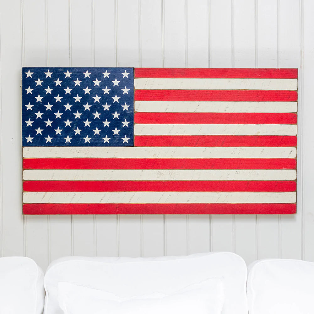 American Flag Solid Wood Sign