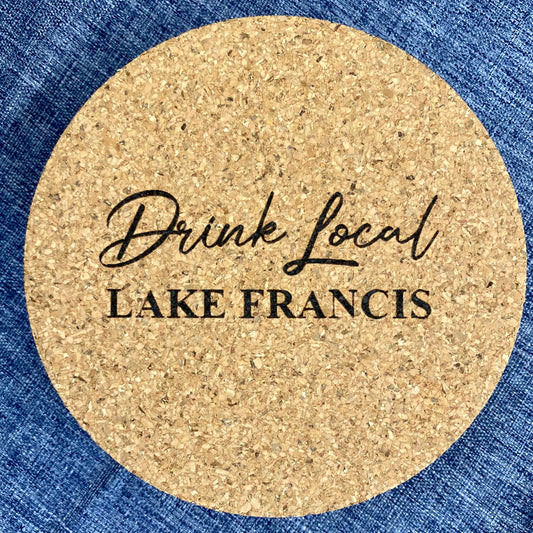 Drink Local Lake Francis Cork Coaster