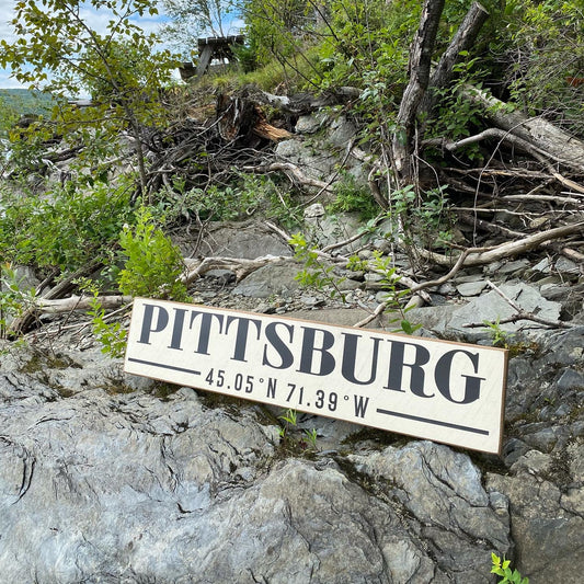 Pittsburg, New Hampshire - Solid Wood Sign